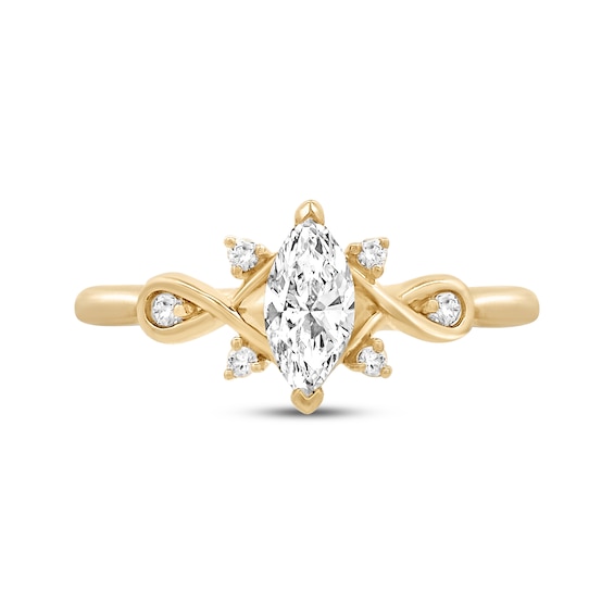 Adore Lab-Grown Diamonds Certified Marquise & Round-Cut Engagement Ring 3/8 ct tw 14K Yellow Gold