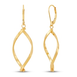 Curve Teardrop Dangle Earrings 14K Yellow Gold