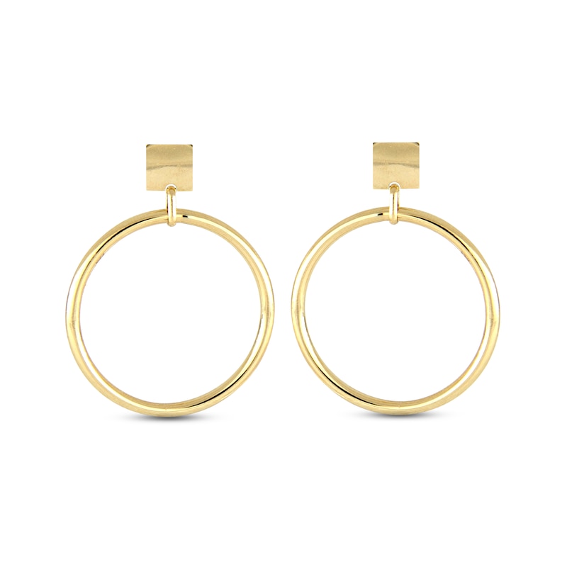 Circle Drop Earrings 14K Yellow Gold