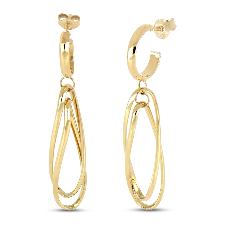 Main Image 1 of Double Oval Drop Earrings 14K Yellow Gold