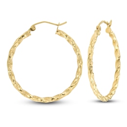 Twist Hoop Earrings 14K Yellow Gold 30mm