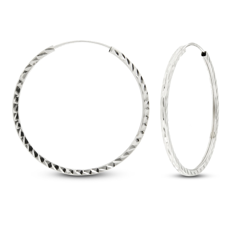 Endless Hoop Earrings 14K White Gold 30mm | Kay Outlet