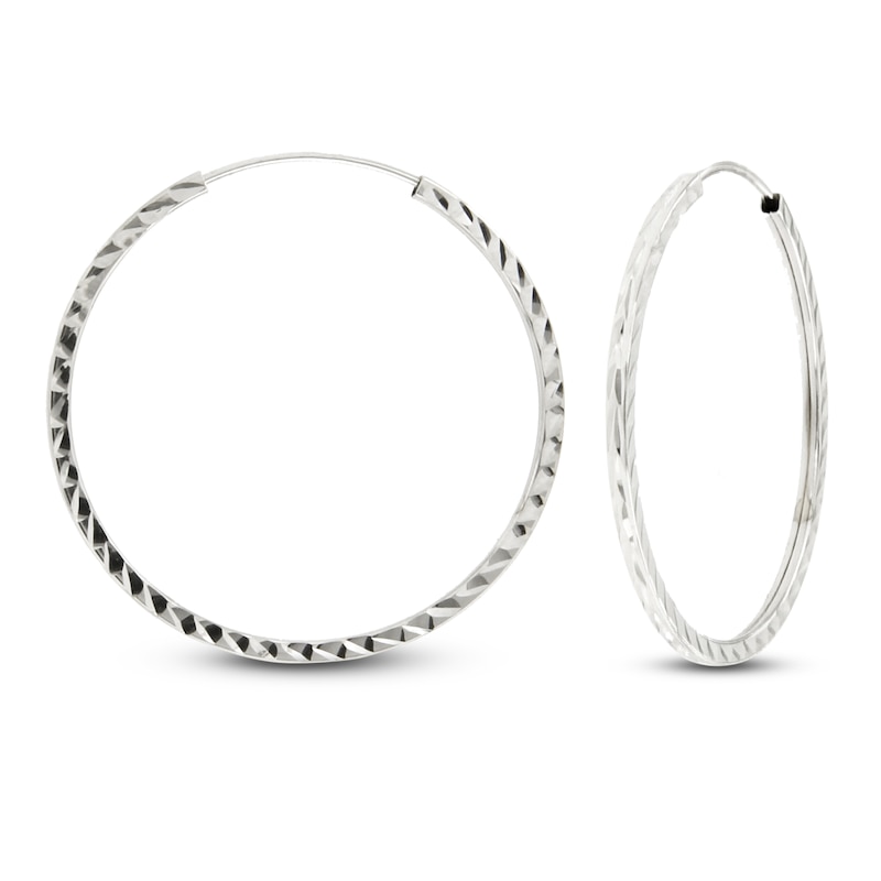 Main Image 1 of Endless Hoop Earrings 14K White Gold 30mm