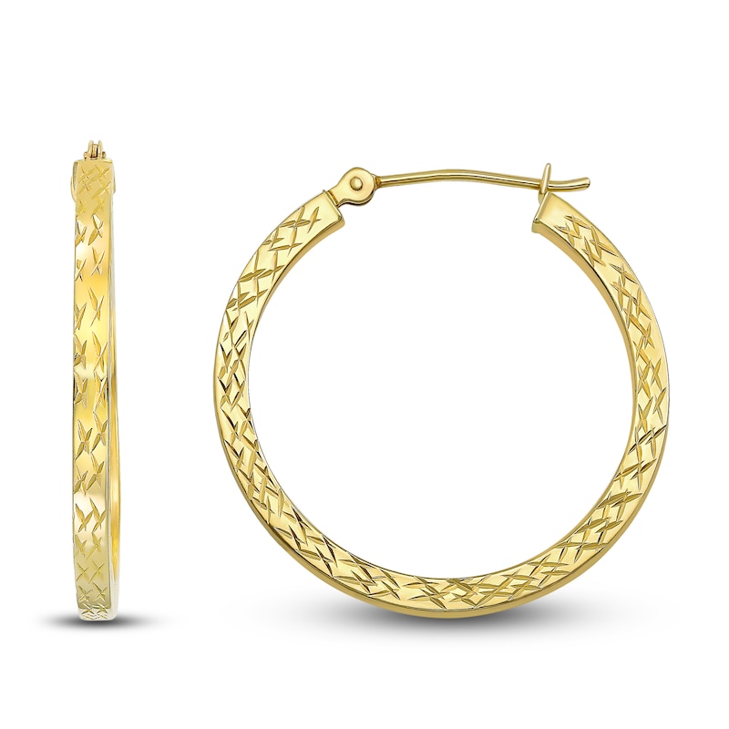 Main Image 1 of Square Hoop Earrings 14K Yellow Gold 25mm