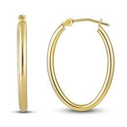 Oval Hoop Earrings 14K Yellow Gold 25mm