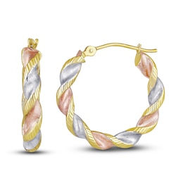 Twist Hoop Earrings 14K Yellow Gold 20mm