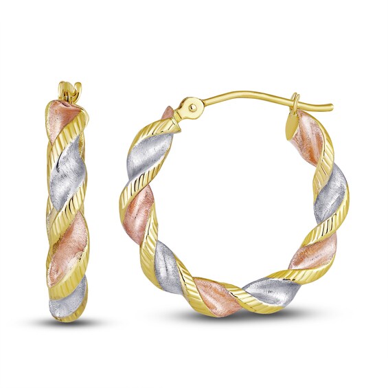 Twist Hoop Earrings 14K Yellow Gold 20mm