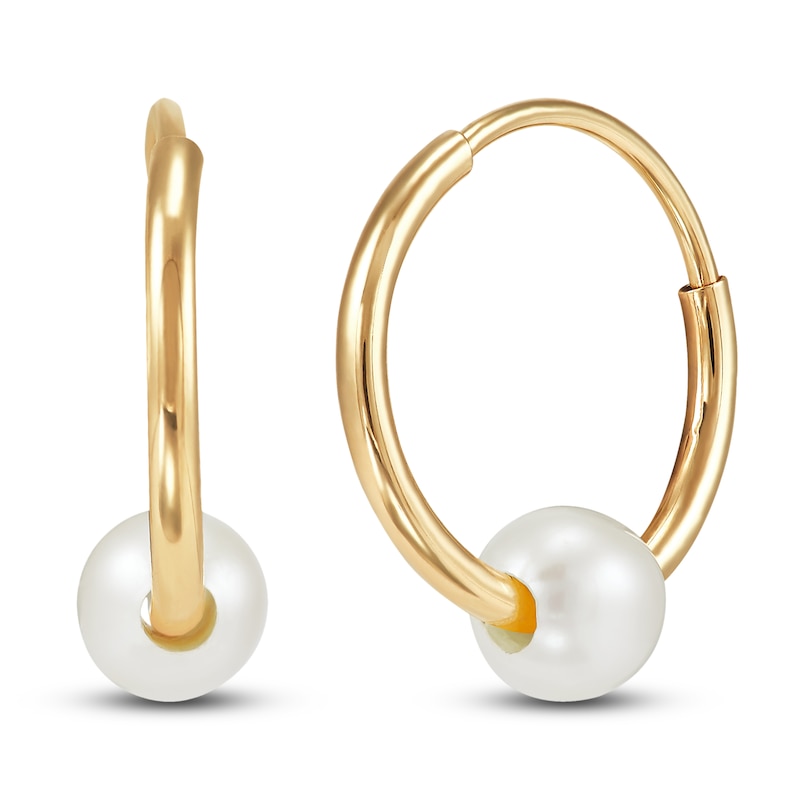 14kt Yellow Gold Pearl Earrings for baby and child with safety