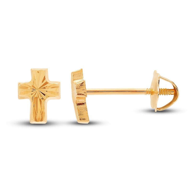 Children's Cross Stud Earrings 14K Yellow Gold | Kay Outlet