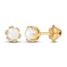 Children's Cultured Pearl Earrings 14K Yellow Gold