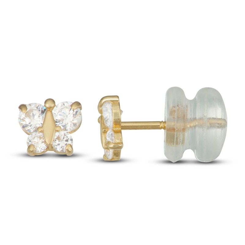 Children's Butterfly Cubic Zirconia Earrings 14K Yellow Gold