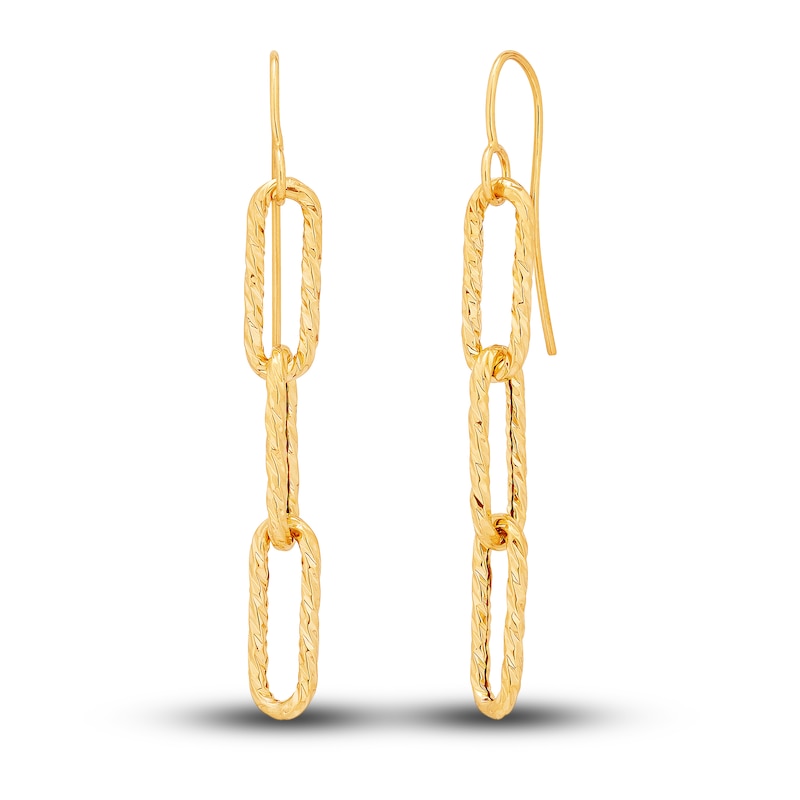 Paperclip Dangle Earrings 10K Yellow Gold