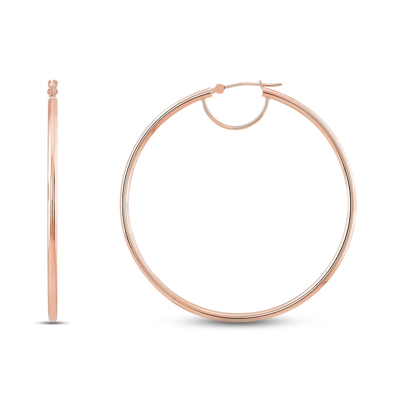 Main Image 4 of Tube Hoop Earrings 10K Rose Gold 50mm