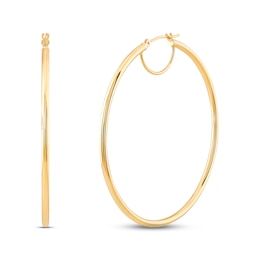 Tube Hoop Earrings 10K Yellow Gold