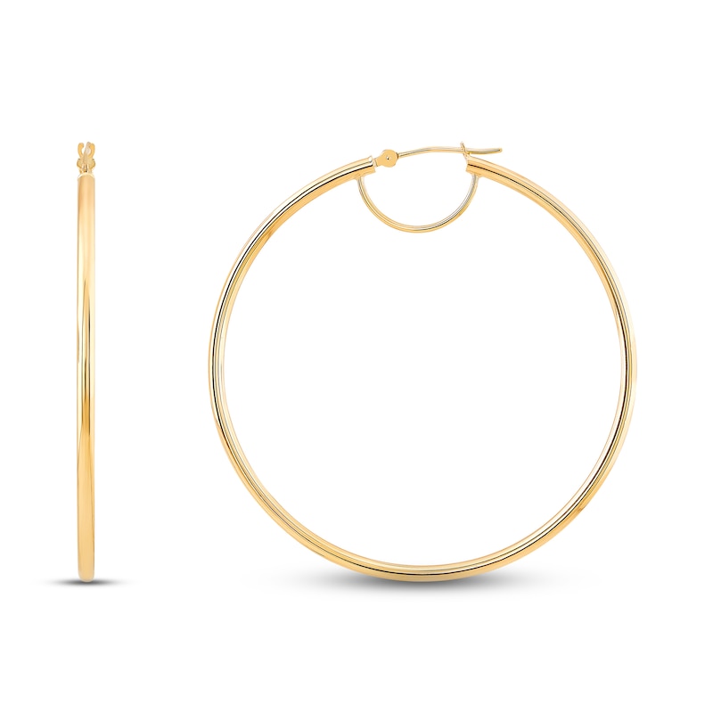 Main Image 4 of Tube Hoop Earrings 10K Yellow Gold
