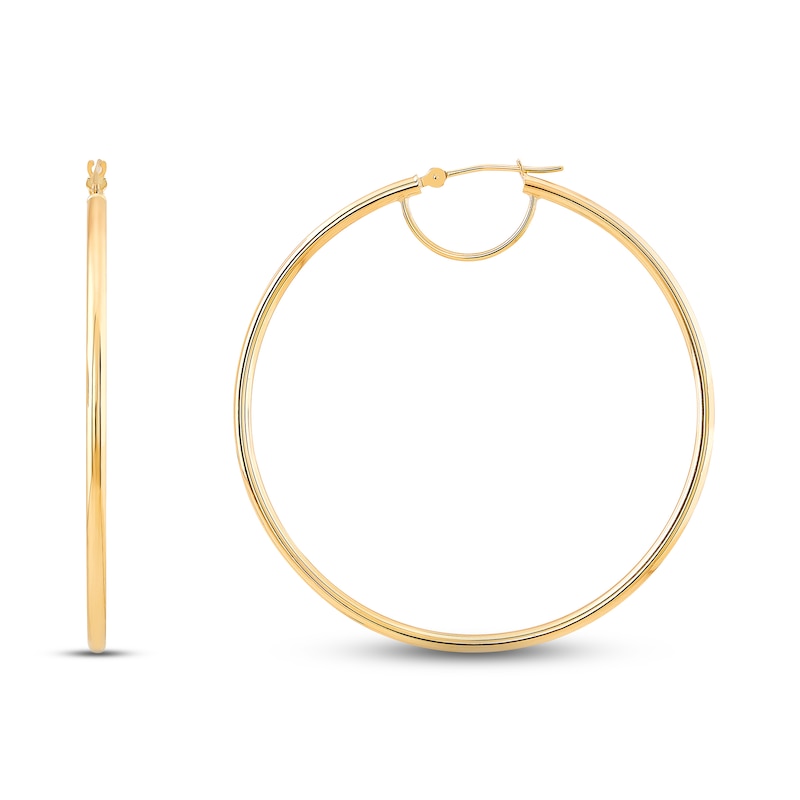 Tube Hoop Earrings 10K Yellow Gold