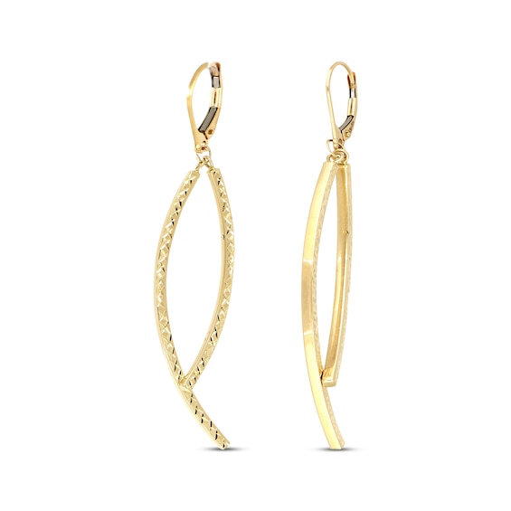 Diamond-Cut Double Drop Earrings 10K Yellow Gold