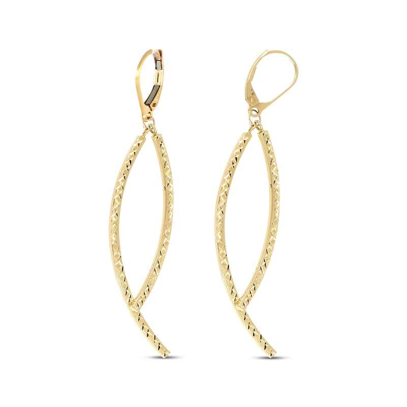 Diamond-Cut Double Drop Earrings 10K Yellow Gold