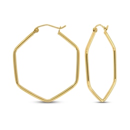 Hexagon Hoop Earrings 10K Yellow Gold