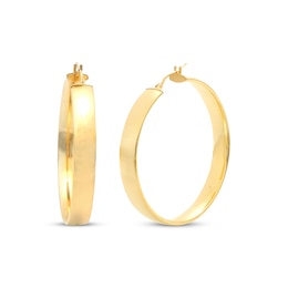 Flat Hoop Earrings 10K Yellow Gold