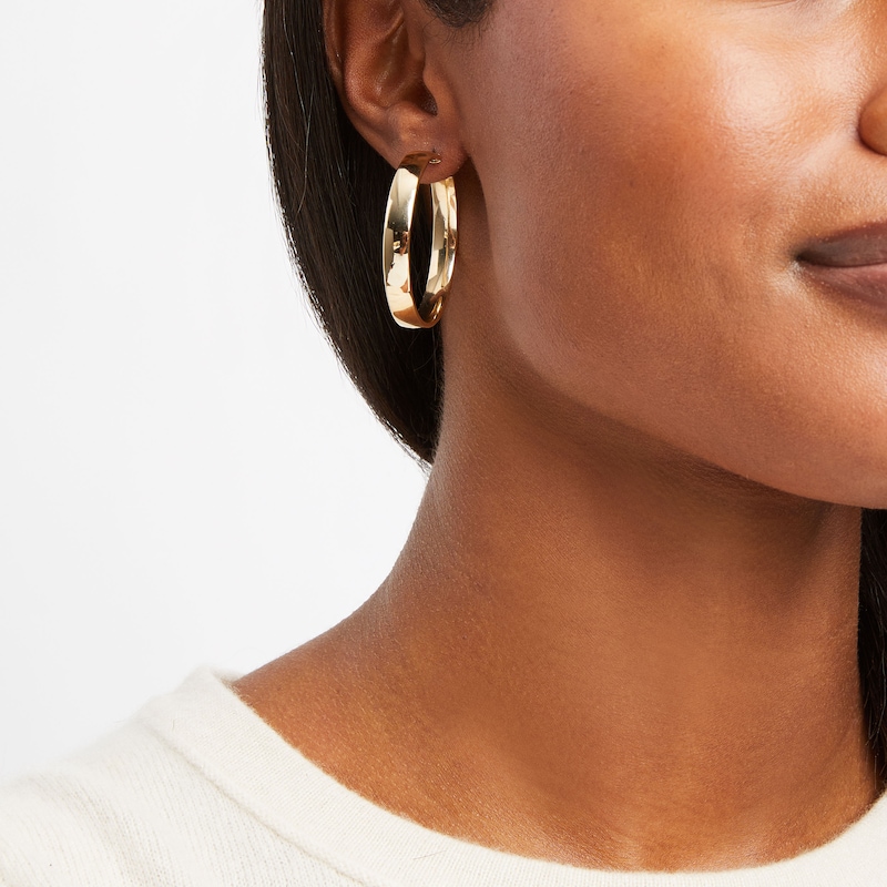 Flat Hoop Earrings 10K Yellow Gold