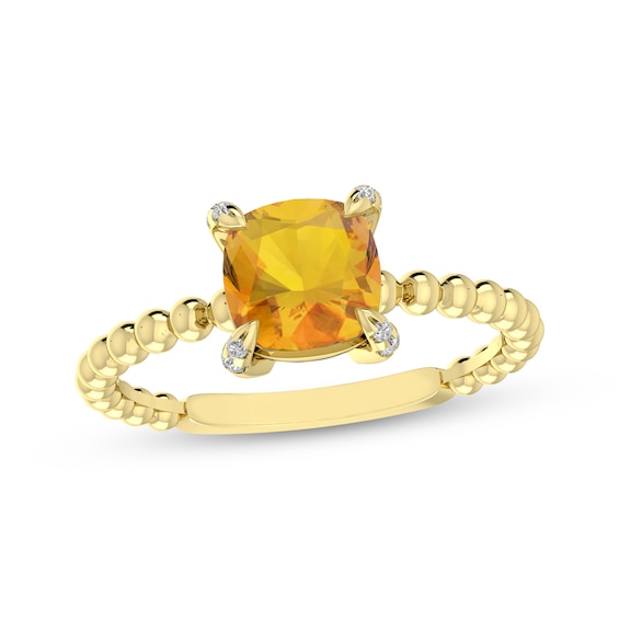 Cushion-Cut Citrine & Diamond Accent Ring 10K Yellow Gold