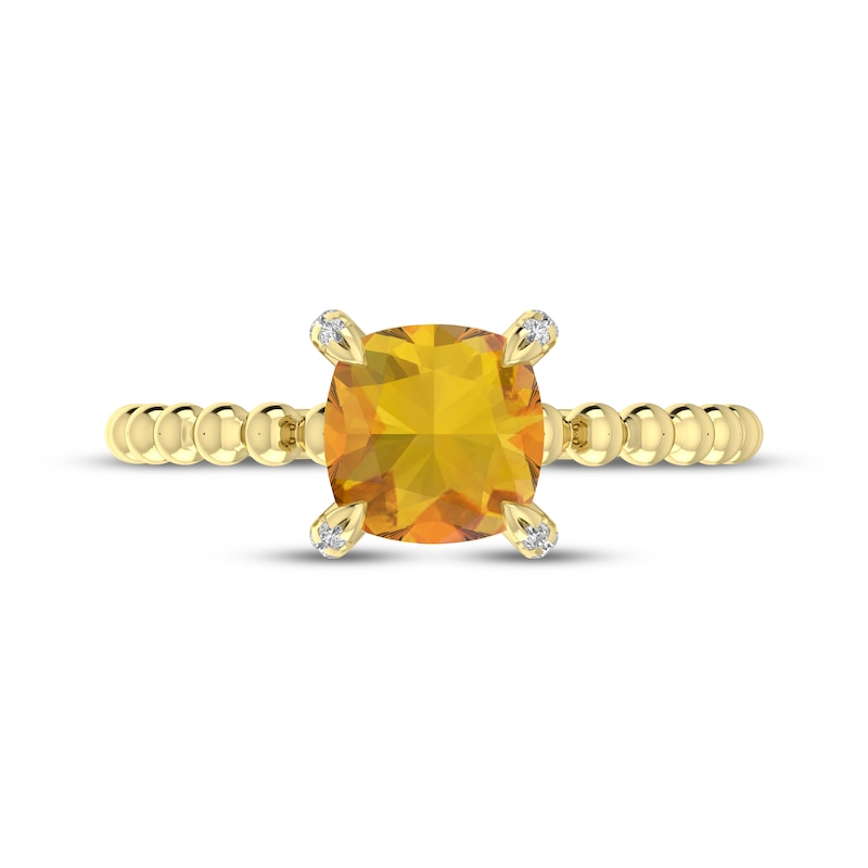 Main Image 3 of Cushion-Cut Citrine & Diamond Accent Ring 10K Yellow Gold