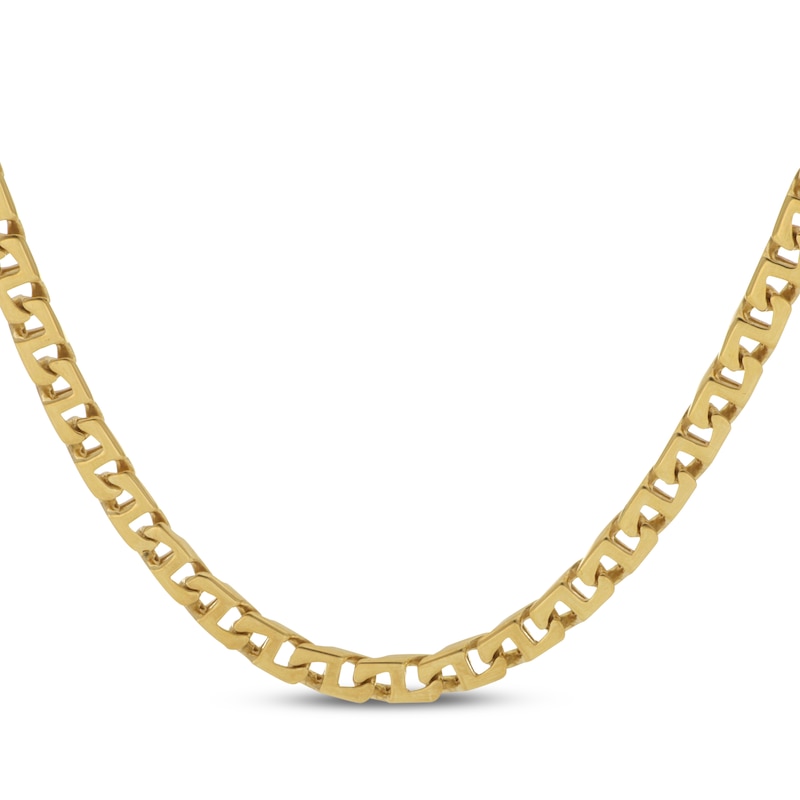 Main Image 1 of 4mm Greek Key Link Chain Necklace Solid 10K Yellow Gold 22"