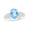 Thumbnail Image 1 of Oval-Cut Swiss Blue Topaz & White Lab-Created Sapphire Ring Sterling Silver