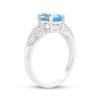 Thumbnail Image 2 of Oval-Cut Swiss Blue Topaz & White Lab-Created Sapphire Ring Sterling Silver