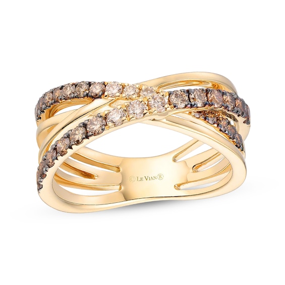 Le Vian Kiss Collection Chocolate Ombré Diamond Crossover Ring 3/4 ct tw 14K Honey Gold