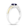 Thumbnail Image 2 of Oval-Cut Blue Lab-Created Sapphire & White Lab-Created Sapphire Ring Sterling Silver & 10K Yellow Gold