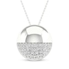 Thumbnail Image 1 of Diamond Half-and-Half Ball Necklace 1/5 ct tw Sterling Silver 19"