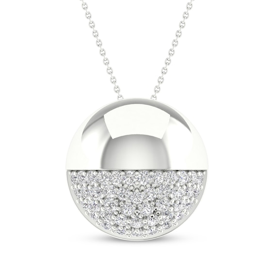 Diamond Half-and-Half Ball Necklace 1/5 ct tw Sterling Silver 19"