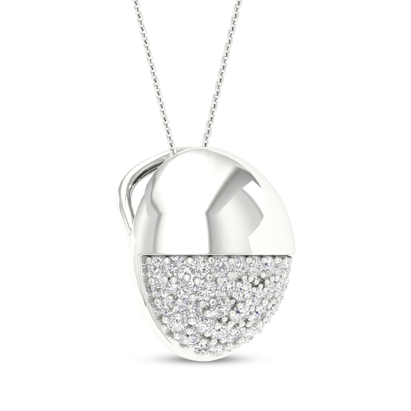 Main Image 2 of Diamond Half-and-Half Ball Necklace 1/5 ct tw Sterling Silver 19"