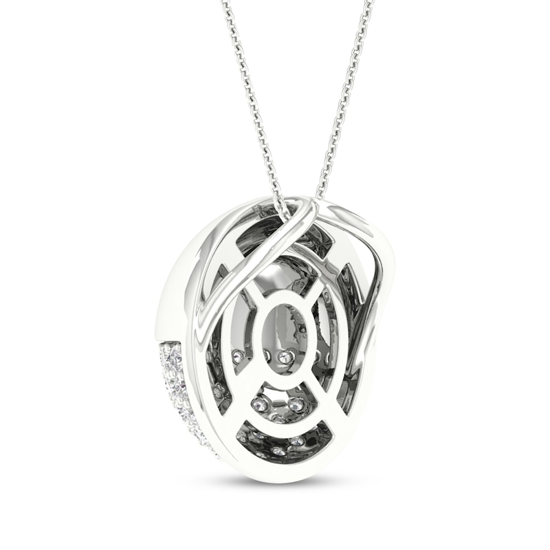 Main Image 3 of Diamond Half-and-Half Ball Necklace 1/5 ct tw Sterling Silver 19"