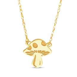 Mini Mushroom Necklace 14K Yellow Gold 18"