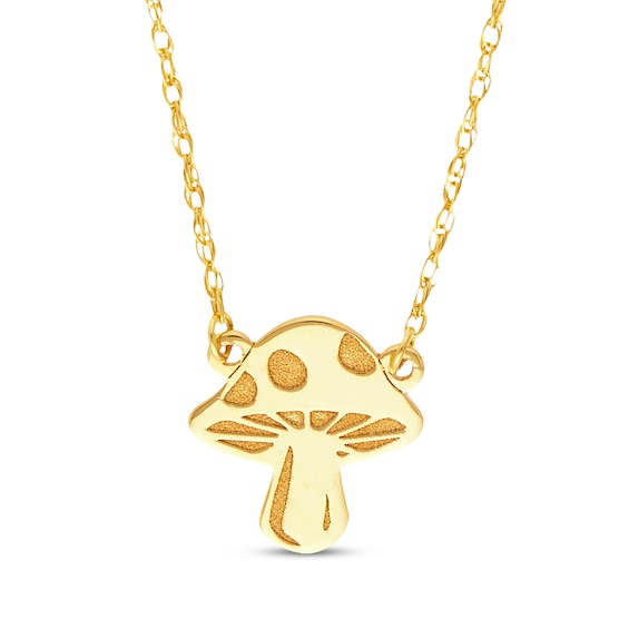 Mini Mushroom Necklace 14K Yellow Gold 18"