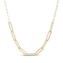 STUDIO BY KAY Paperclip Link Necklace Solid 24K Yellow Gold Vermeil Sterling Silver 18"