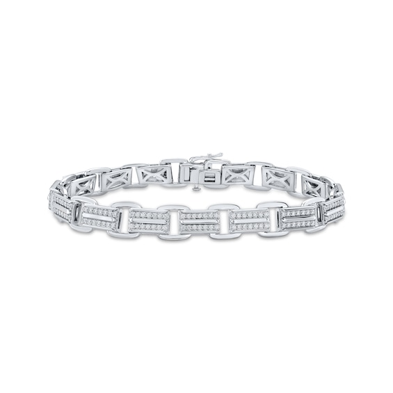 KAY Lab-Grown Diamonds Men's Link Bracelet 2 ct tw Sterling Silver 8.5"