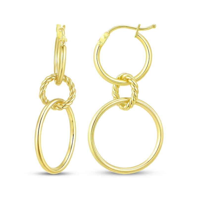 Main Image 1 of Reaura Triple Hoop Drop Earrings Repurposed 14K Yellow Gold