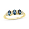 Thumbnail Image 1 of American Blue Sapphire & Diamond Three-Stone Ring 1/8 ct tw 10K Yellow Gold