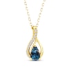 Thumbnail Image 1 of American Blue Sapphire & Diamond Flame Necklace 1/20 ct tw 10K Yellow Gold 18"