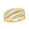 Thumbnail Image 1 of Lab-Grown Diamond Diagonal Three-Row Ring 1/2 ct tw 24K Yellow Gold Vermeil Sterling Silver