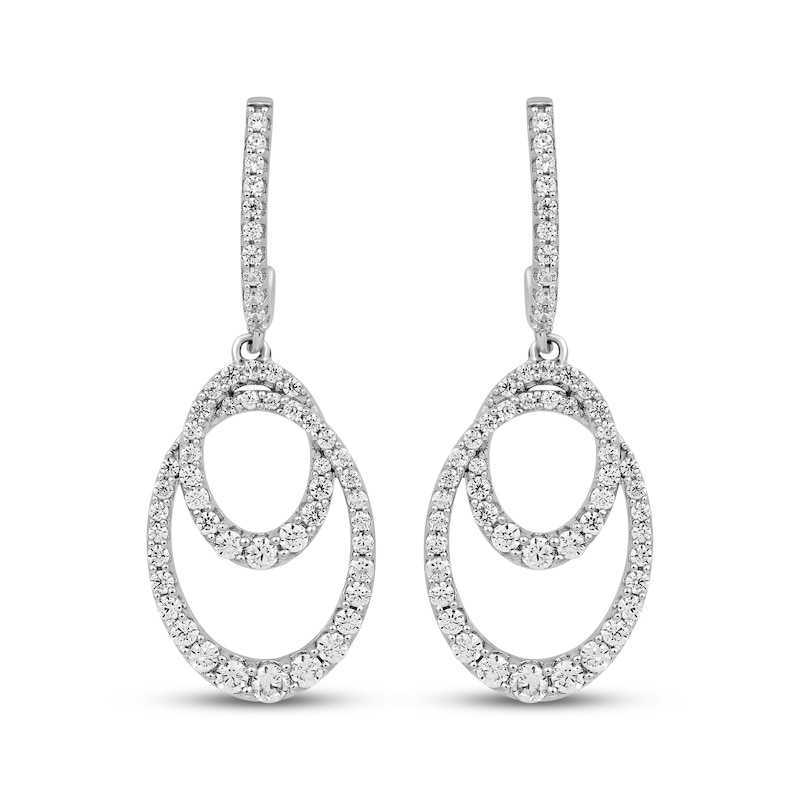 Main Image 2 of Diamond Oval Dangle Earrings 1 ct tw 10K White Gold