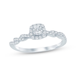 Round-Cut Diamond Halo Engagement Ring 1/4 ct tw 10K White Gold