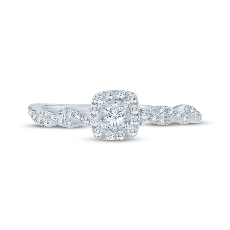 Main Image 3 of Round-Cut Diamond Halo Engagement Ring 1/4 ct tw 10K White Gold