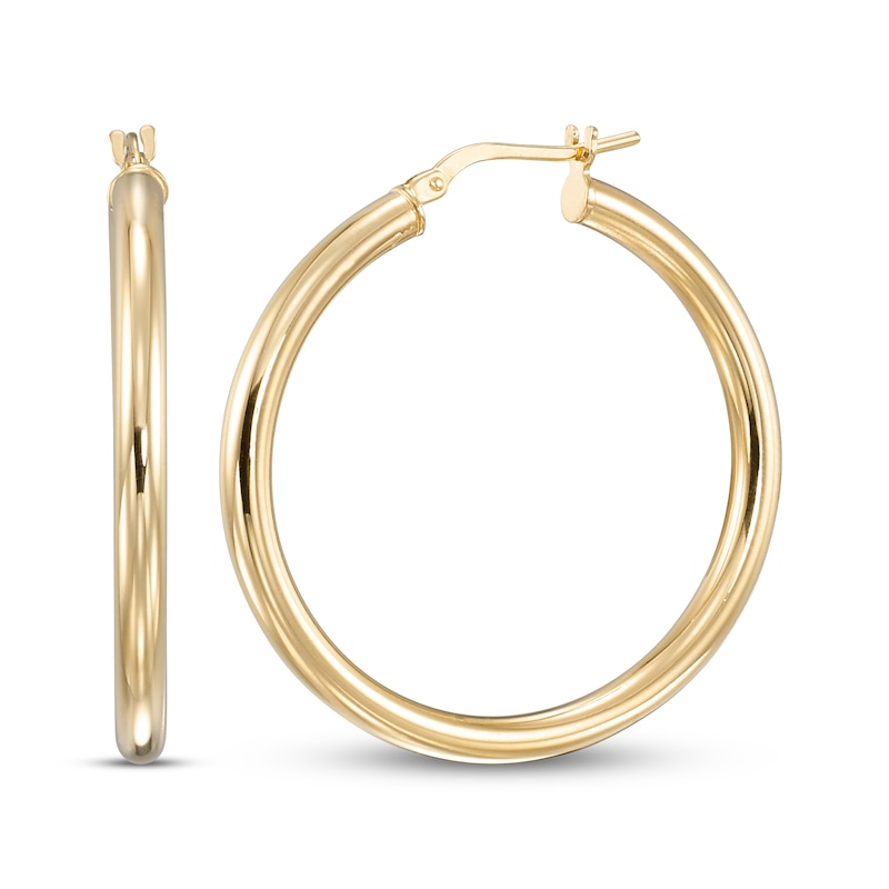 Main Image 1 of Hoop Earrings 24K Yellow Gold Vermeil Sterling Silver 30mm