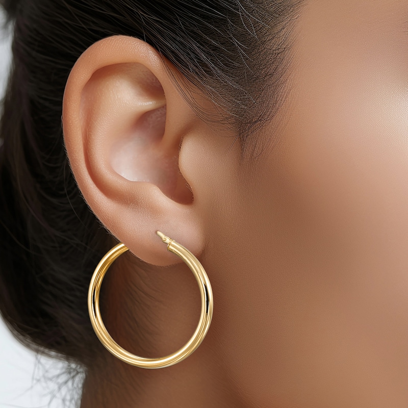 Main Image 3 of Hoop Earrings 24K Yellow Gold Vermeil Sterling Silver 30mm