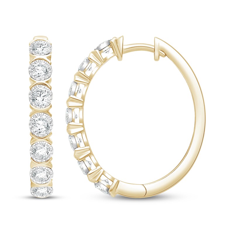 Main Image 1 of KAY Lab-Grown Diamonds Hoop Earrings 2 ct tw 10K Yellow Gold